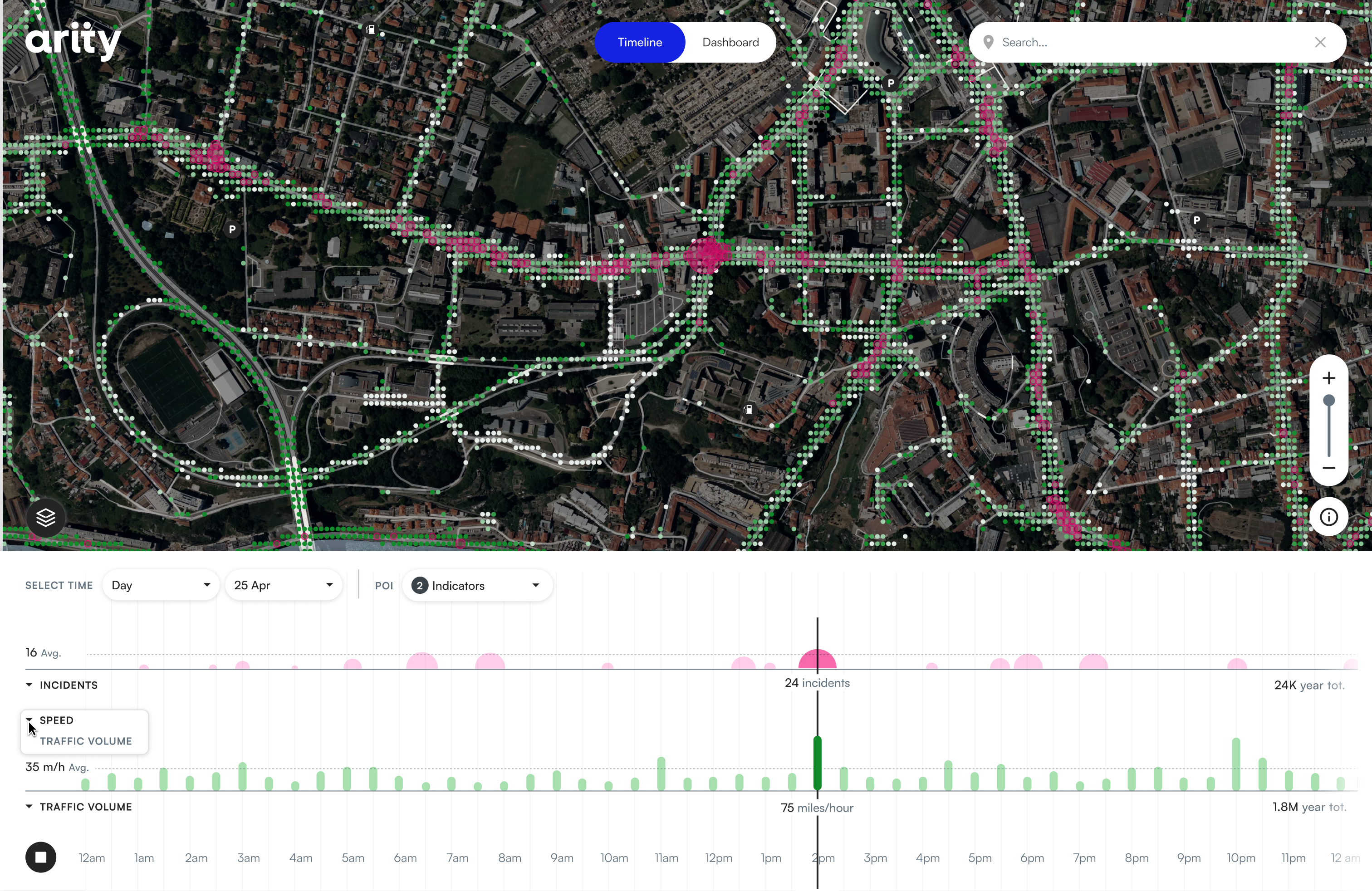 Speed and incidents satellite view